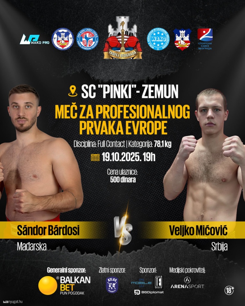 A szombathelyi Bárdosi Sándor profi kick-box címmeccset vív